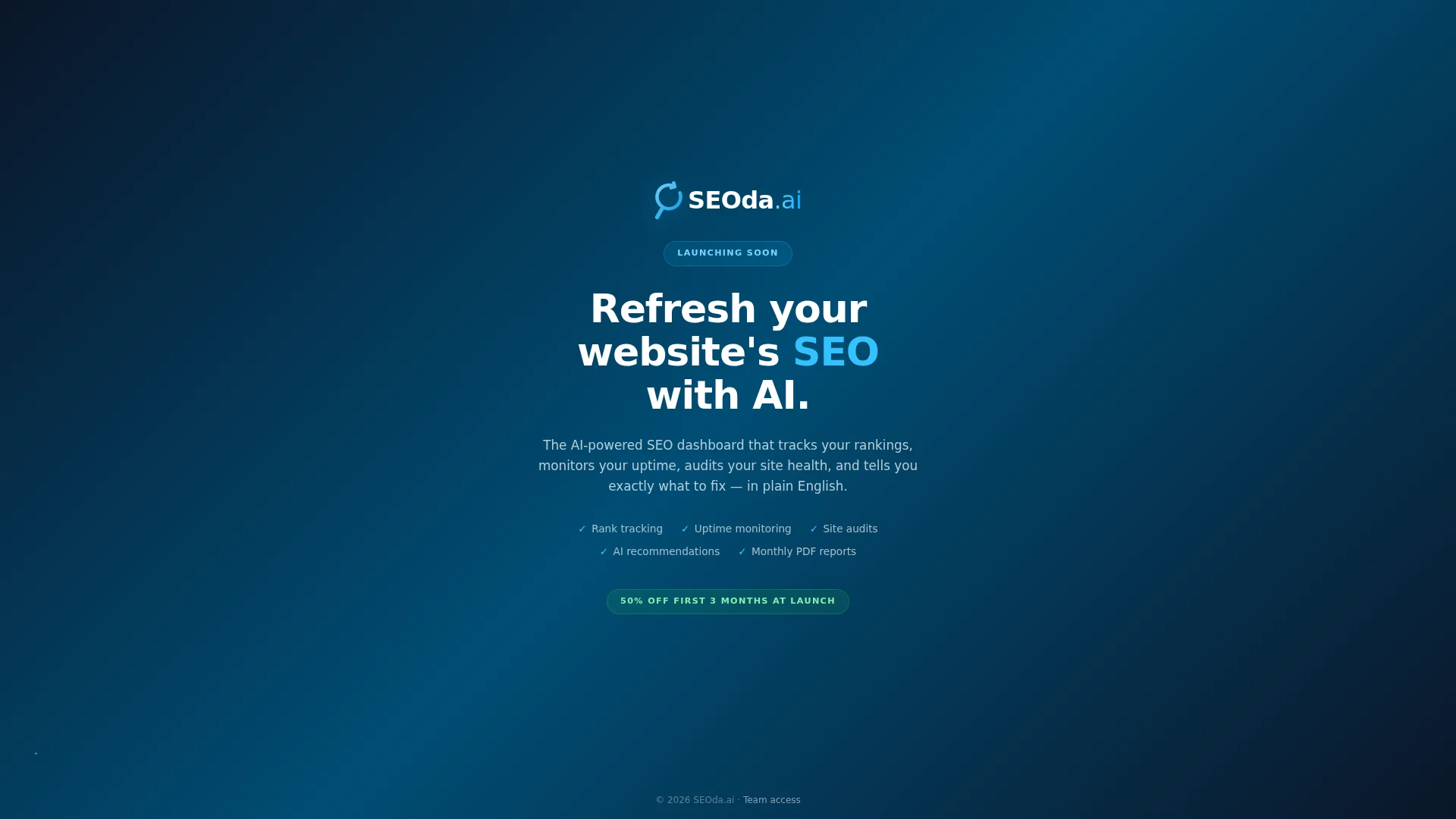 Screenshot of the SEOda.ai homepage