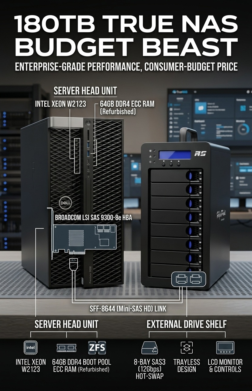 The TrueNAS 180TB Budget Beast: Building an Enterprise-Grade NAS on a budget in 2026